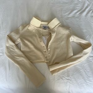 Collared Button Down Cropped Shirt Princess Polly US 0